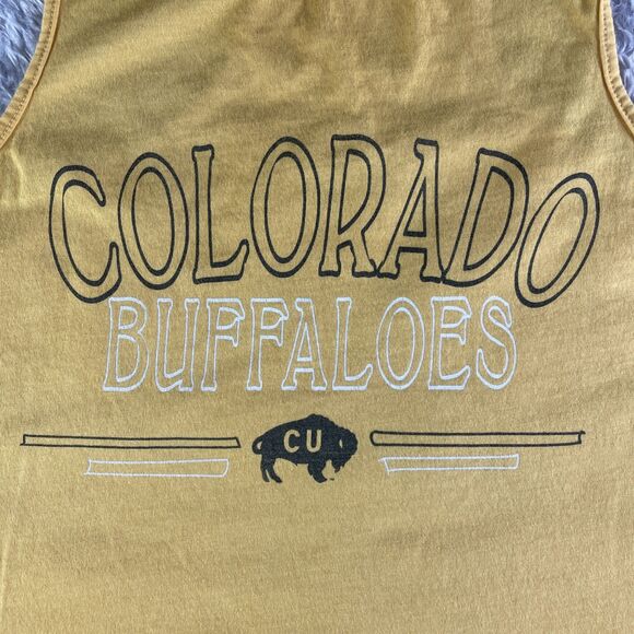 Colorado Buffaloes Shirt Womens Small Yellow Tank Top CU Retro Racerback - Picture 3 of 7